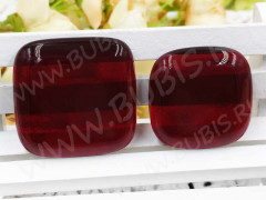 Кабошон Фьюзинг 208 Квадратный 31-36*31-36*8мм Темно-красный прозрачный