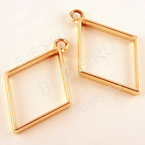 Подвеска Рамка 04 Ромб 40*25,5*3,5мм золотистая (литьё)