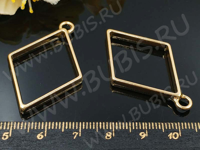 Подвеска Рамка 04 Ромб 40*25,5*3,5мм золотистая (литьё)