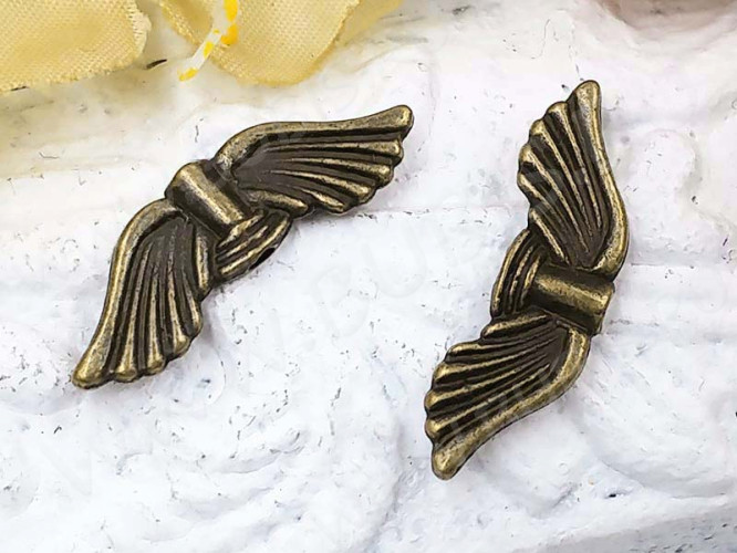 (СКИДКИ!!!) Бусина 187 Крылья 13 3D 21*6,5*2,5мм античная бронза (литьё) (10шт.)