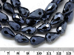 Бусина Капля гранёная 15*9,5*9,5мм стальная т.синяя непрозрачная (имитация Сваровски)