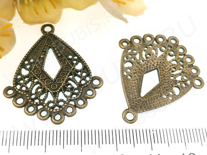 308 Коннектор чендлер 35*30*1,5мм античная бронза (литьё)