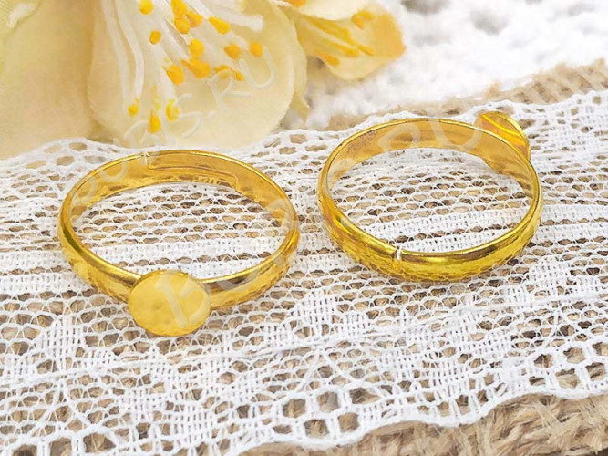 Основа (заготовка) для кольца 083 17мм с платформой 6мм золотистая (Brass)