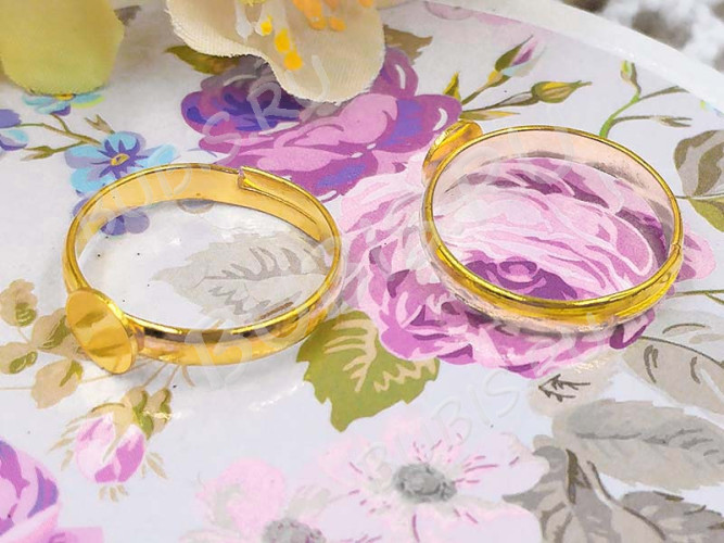 Основа (заготовка) для кольца 083 17мм с платформой 6мм золотистая (Brass)