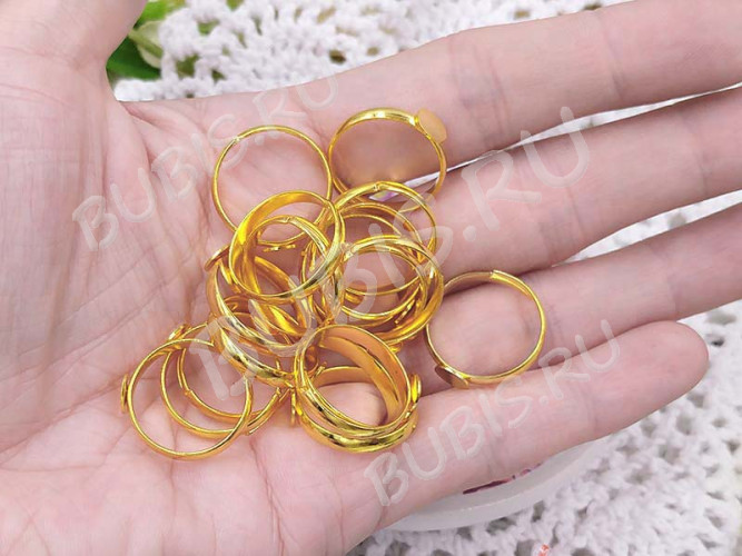 Основа (заготовка) для кольца 083 17мм с платформой 6мм золотистая (Brass)