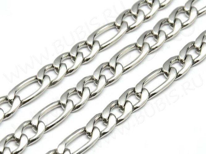 Цепочка S36 Ювелирная сталь Фигаро фигурное звено 5-7*3,5*1мм цвет платины (Хирургическая сталь) (50см)
