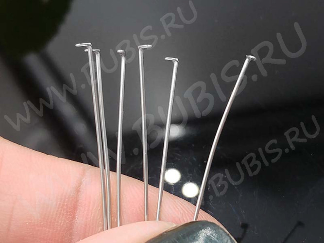 (СКИДКИ!!!) Штифт со шляпкой 40*0,7мм цвет платины (Хирургическая сталь) (50шт.)