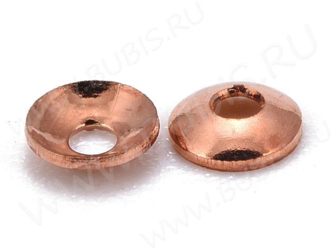 Шапочка тонкая 097 простая 30 малыши 3*3*0,9мм розово-медное золото (Milano LUX) (Brass) (50шт.)