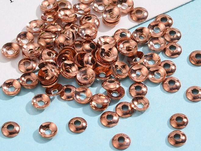 Шапочка тонкая 097 простая 30 малыши 3*3*0,9мм розово-медное золото (Milano LUX) (Brass) (50шт.)