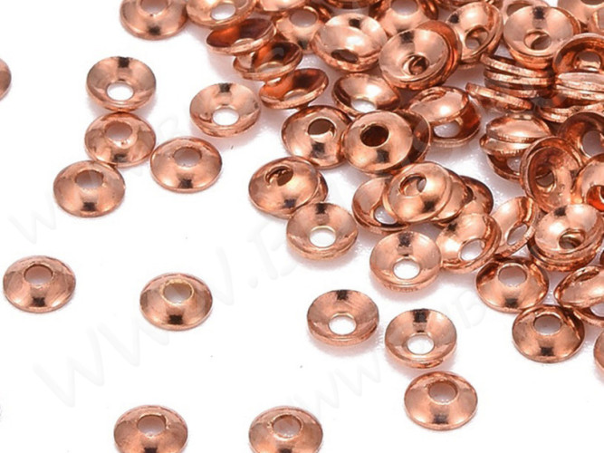 Шапочка тонкая 097 простая 30 малыши 3*3*0,9мм розово-медное золото (Milano LUX) (Brass) (50шт.)