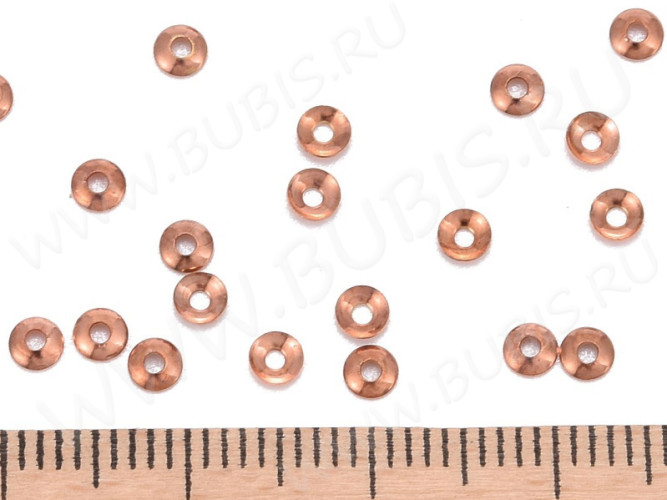 Шапочка тонкая 097 простая 30 малыши 3*3*0,9мм розово-медное золото (Milano LUX) (Brass) (50шт.)