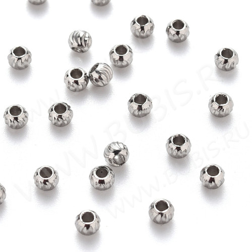 Бусина 216 Рондель полосатая 3*2мм цвет платины (Хирургическая сталь) (5шт)