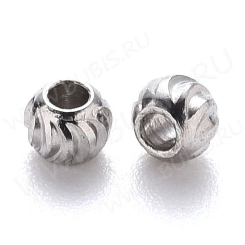 Бусина 216 Рондель полосатая 3*2мм цвет платины (Хирургическая сталь) (5шт)