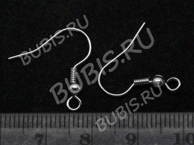 Швензы-крючки №014 с пружинкой и шариком 20*18,5мм цвет платины (Brass) (10 пар)