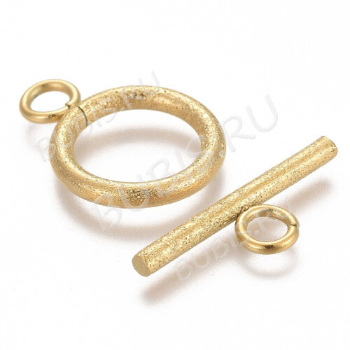 182-G Тоггл округлый с текстурой 18*14мм и 20*7мм золотистый (Хирургическая сталь)