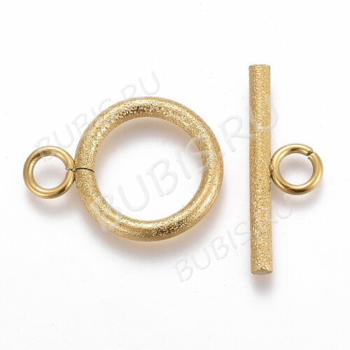 182-G Тоггл округлый с текстурой 18*14мм и 20*7мм золотистый (Хирургическая сталь)