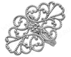 Основа (заготовка) для кольца 045 Ажурная 18,5мм цвет платины (Brass)