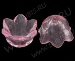 Бусина акрил Цветочек 01 чашечка 10*6мм розовый прозрачный (акрил) (10шт.)