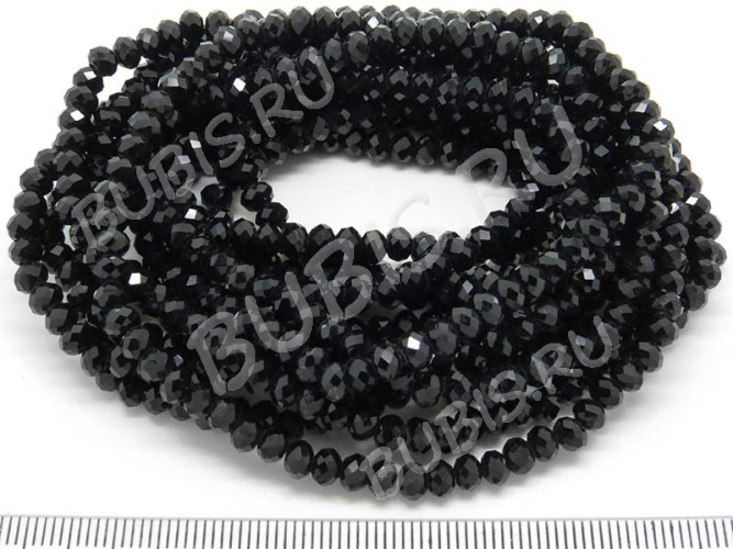 Бусина абакус гранёный рондель 4*3,5мм чёрный непрозрачный (Стекло)(100шт)