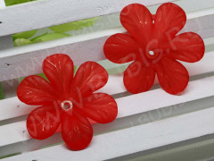 Бусина акрил Цветочек 22 матовый 33,5*30,5*9мм красный полупрозрачный (акрил)