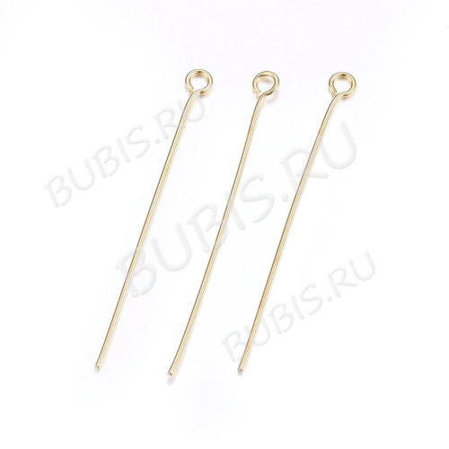 Штифт с петлёй ювелирная сталь 40*0,6мм золотистый (Хирургическая сталь) (10шт) 