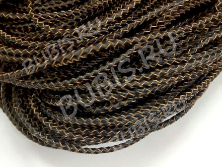 Шнур кожаный 62 натуральный плетёный круглый 5мм тёмно-коричневый (1м)