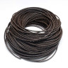 Купить Шнур кожаный 62 натуральный плетёный круглый 5мм тёмно-коричневый (1м) с доставкой по России