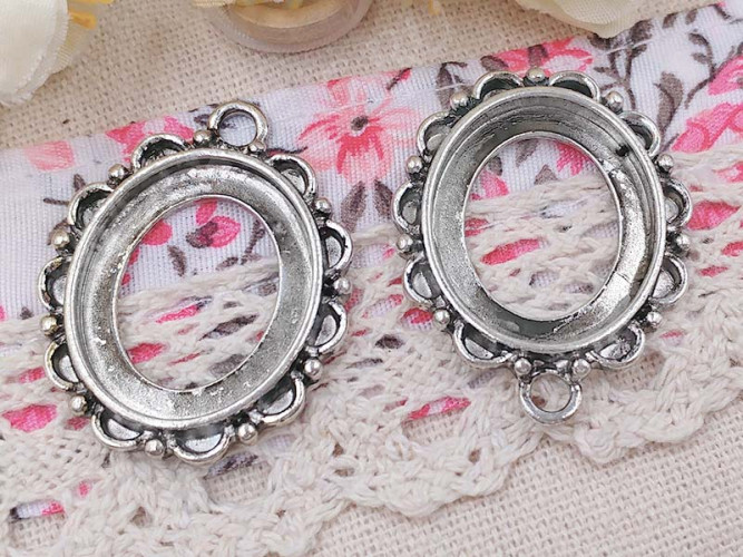 Подвеска-сеттинг Овал 03 (сеттинг 22*18мм) 32,5*27*3мм античное серебро (литьё)