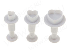 Плунжер 12 Сердечки классические набор 1,7см, 1,5см и 1,1см белый (пластик) (инструменты для моделирования) (3шт.)