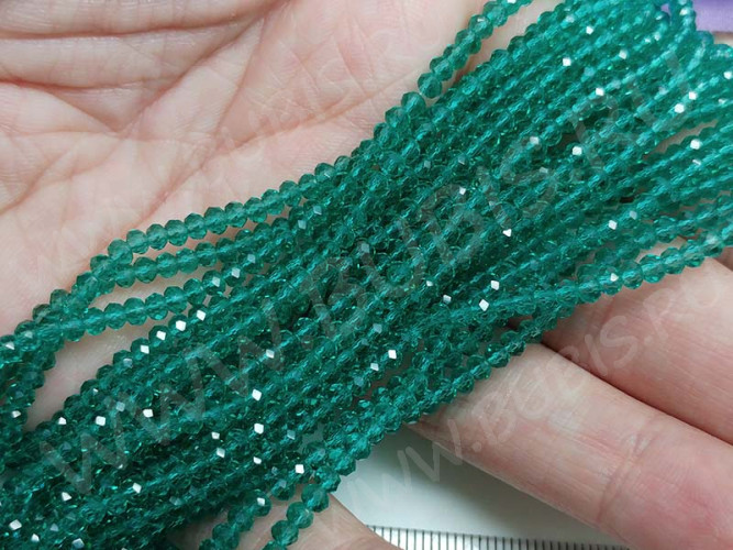 Бусина кристалл гранёный абакус 3*3*2мм бирюзовый прозрачный (имитация Сваровски) (50шт.)