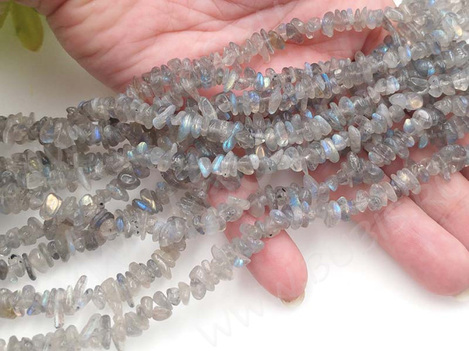 Крошка (галтовка) каменная 175 4-8мм Лабрадорит натуральный (камни) (нить 43-45см)