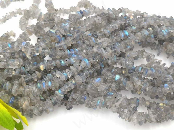 Крошка (галтовка) каменная 175 4-8мм Лабрадорит натуральный (камни) (нить 43-45см)
