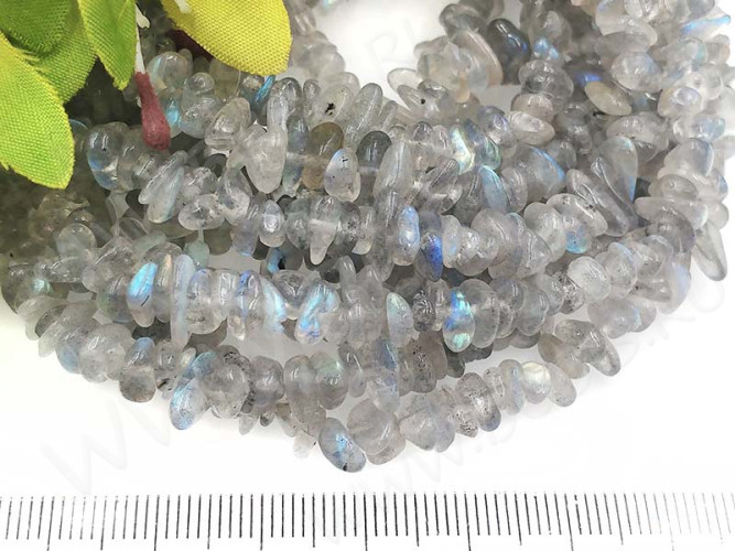 Крошка (галтовка) каменная 175 4-8мм Лабрадорит натуральный (камни) (нить 43-45см)