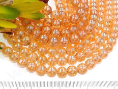 (СКИДКИ!!!) Бусина округлая Имитация Опала 8мм золотистая с глянцем прозрачная (стекло) (10шт.)