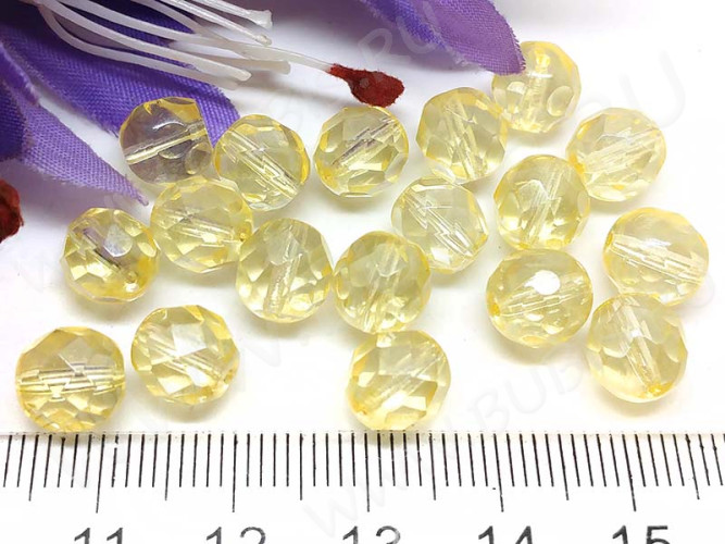 (СКИДКИ!!!) Округлая гранёная бусина 8мм бл.золотистая с прозрачным бензином прозрачная (Чешское стекло) (10шт.)