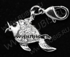 Подвеска Рыбка 18 22*17*4мм с прозрачными стразами (цветные подвески)