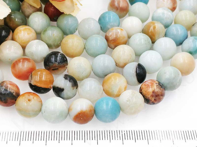 (ОПТ) Бусина округлая 10мм ГЛАДКАЯ Амазонит натуральный (камни) (НИТЬ)