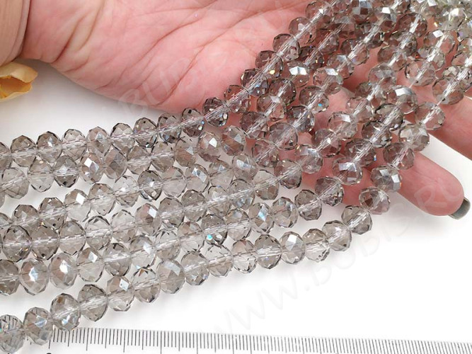 (СКИДКИ!!!) Бусина кристалл Абакус гранёный 10*10*7,5мм серый прозрачный (имитация Сваровски) (10шт.)