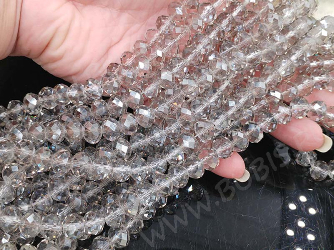 (СКИДКИ!!!) Бусина кристалл Абакус гранёный 10*10*7,5мм серый прозрачный (имитация Сваровски) (10шт.)