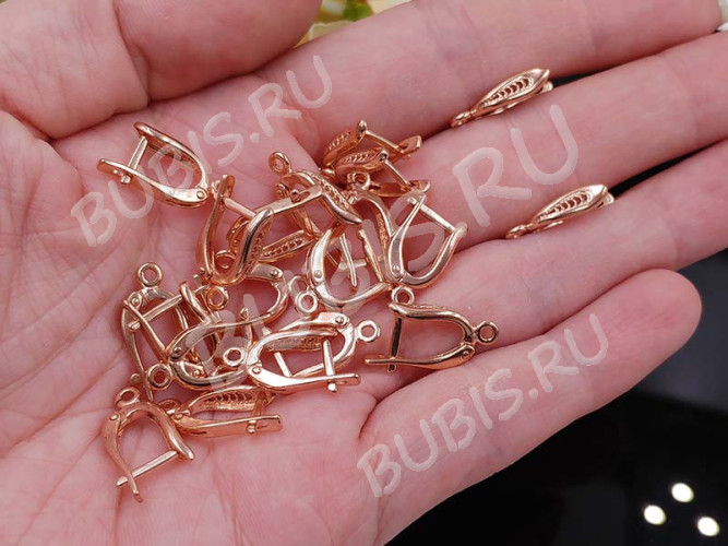 Швензы с английским замком №106 Плетёнка 18*10*4мм розовое золото (Brass с позолотой) (1 пара)