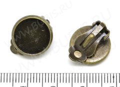 Основы для клипс №13 с сеттингом 12мм 16*14*9мм античная бронза (Brass) (1 пара)