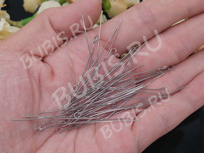 (СКИДКИ!!!) Штифт с петлёй 40*0,6мм стальной (хирургическая сталь) (50шт.)