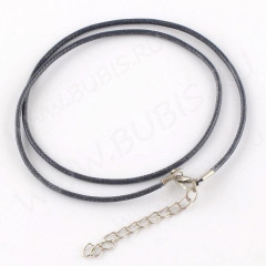 Шнур с замочком 22 вощёный полиэстеровый &quot;корейский&quot; круглый 2мм серый (43см)