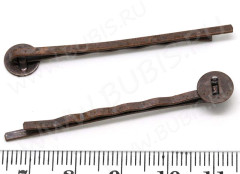 Основа (заготовка) для заколки №23 &quot;невидимка&quot; с платформой 8мм 50*8*4,8мм античная медь (Iron)