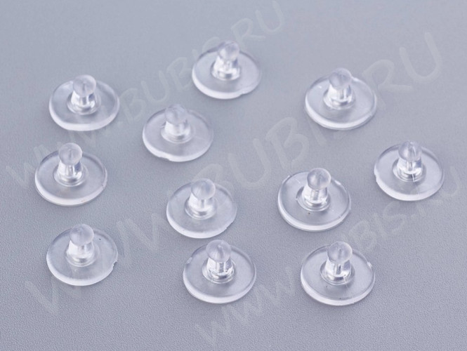 Зажимы для пуссет(гвоздиков) и швенз №22 прорезиненные крепёжки (09) 11*11*6,5мм полупрозрачные матовые (20шт)