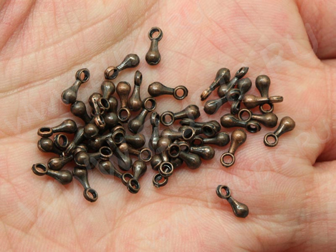 (СКИДКИ!!!) Капелька - окончание для цепочки 01 6,8*2,7*2,7мм античная медь (литьё) (50шт.)