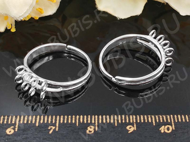 Основа (заготовка) для кольца 026 19мм с 8ю петельками серебристая (Brass)