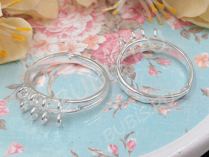 Основа (заготовка) для кольца 026 19мм с 8ю петельками серебристая (Brass)