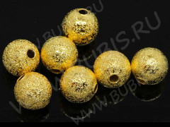 (СКИДКИ!!!) Бусина Шарик металлический "сахарный" 10мм золотистый (Brass) (10шт.)