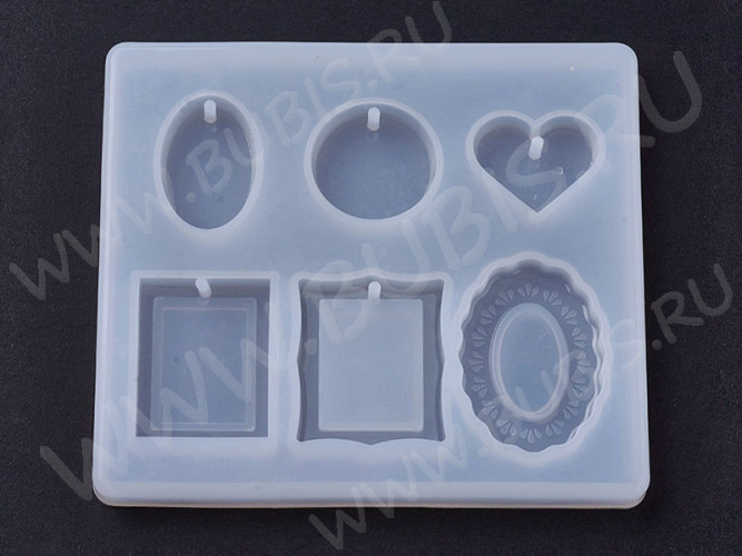 Молд 068 для эпоксидной смолы 89*79*6,5мм 6 Подвесок Кулонов (силикон)